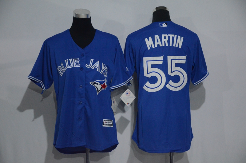 Womens 2017 MLB Toronto Blue Jays #55 Martin Blue Jerseys->women mlb jersey->Women Jersey